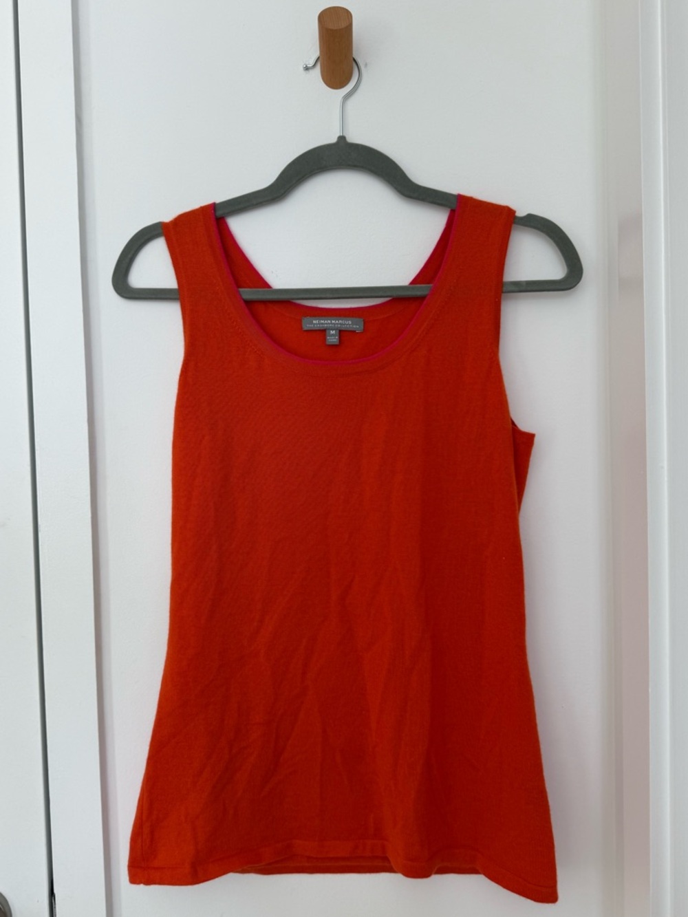 Women's Orange & Pink Scoop Neck Cashmere Tank Top